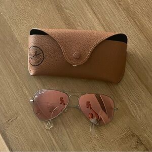 Rose Gold / Copper Ray-Ban Aviator Flash Lenses Sunglasses with Case